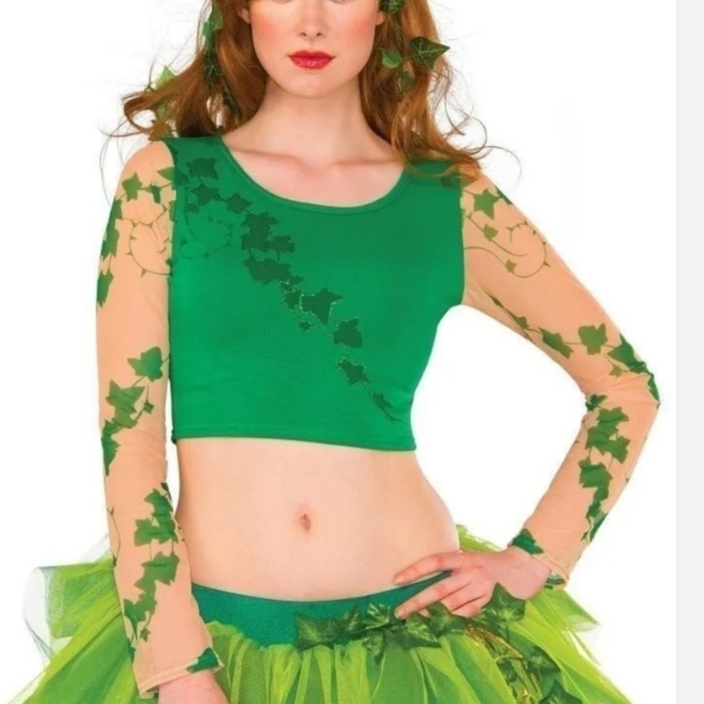 NWT Poison Ivy Adult Crop Top Nude Ivy Sleeves Women's S/M Halloween Costume New